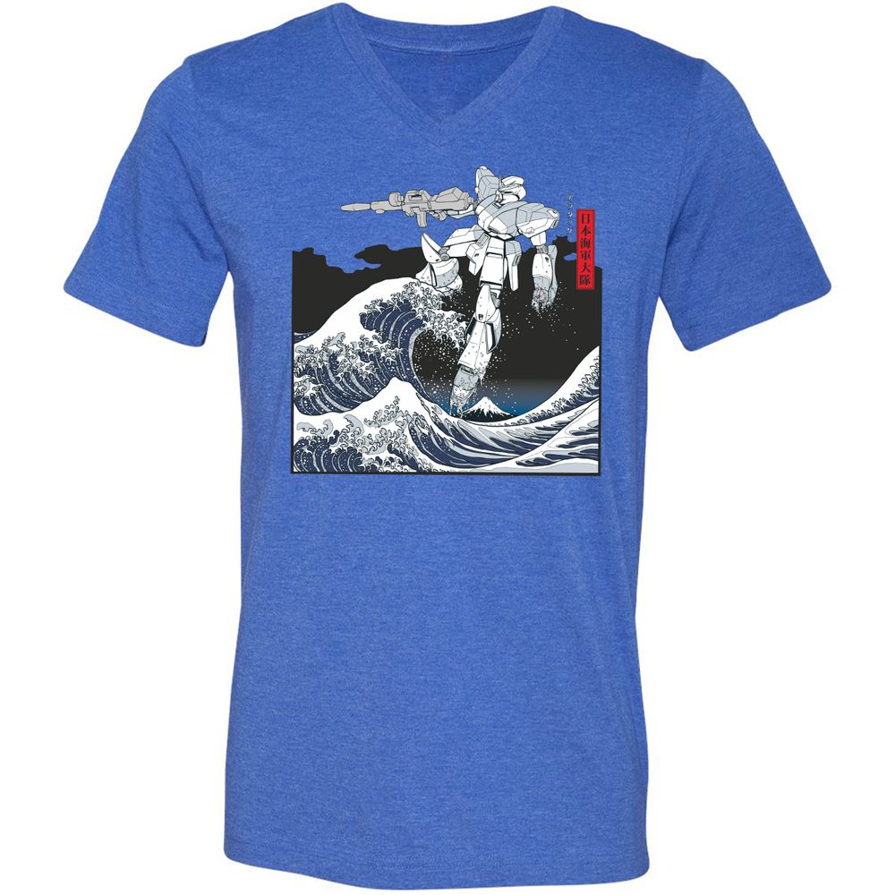 Unisex V-Neck T-Shirt - QGP94BTU - Heather True Royal - 14