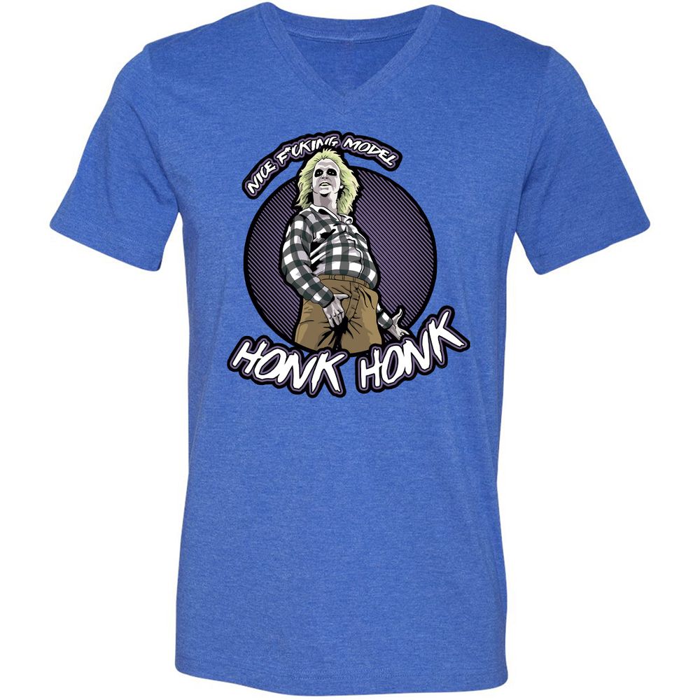 Unisex V-Neck T-Shirt - 28UX9XNW - Heather True Royal - 14