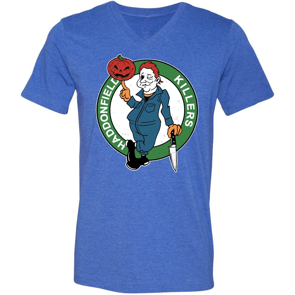 Unisex V-Neck T-Shirt - 4STAE2JW - Heather True Royal - 14