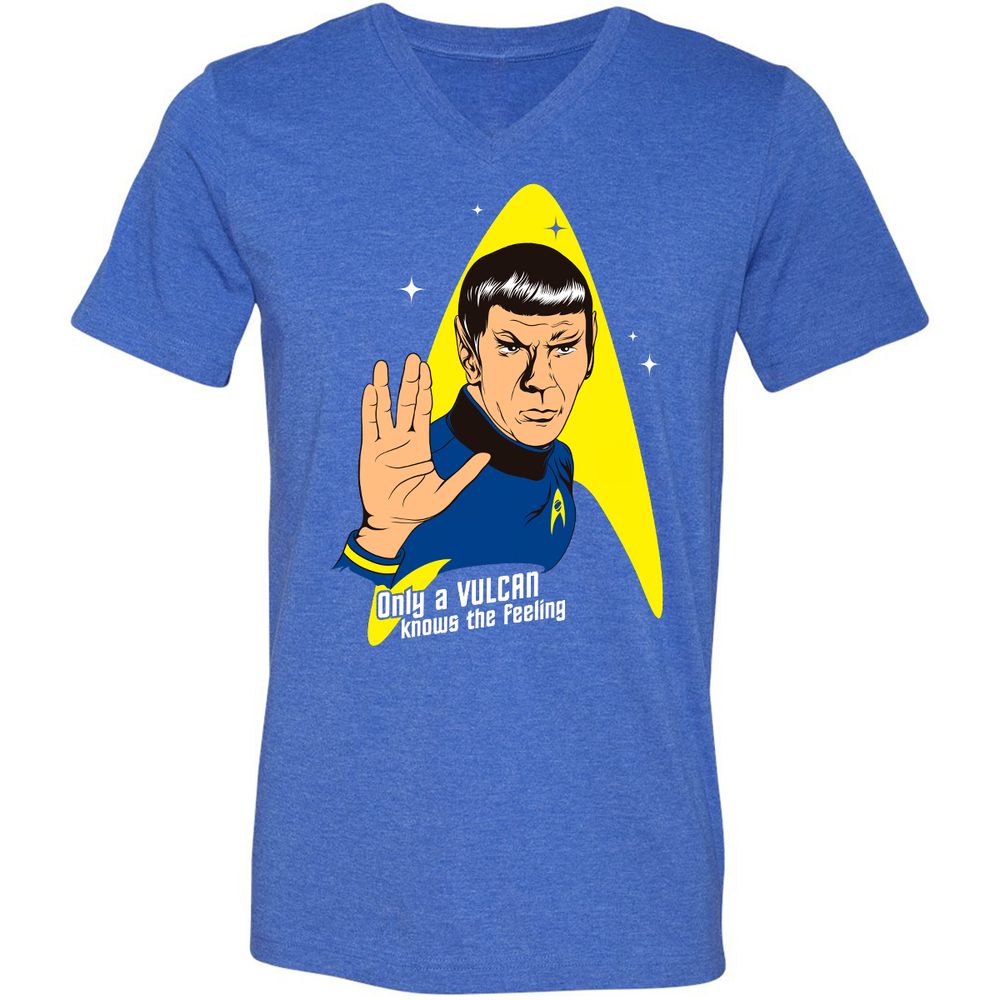 Unisex V-Neck T-Shirt - 9JQPN2ZJ - Heather True Royal - 14