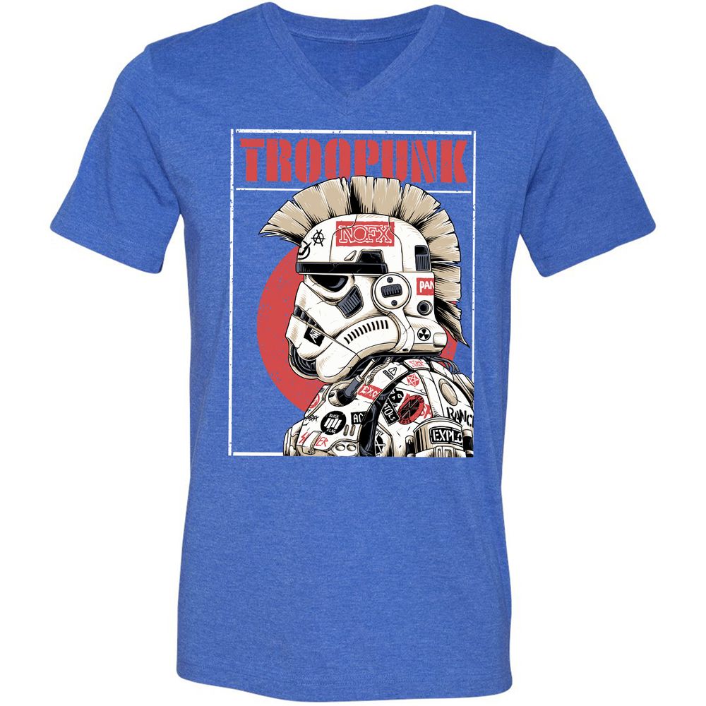 Unisex V-Neck T-Shirt - LF3XM8ZE - Heather True Royal - 14