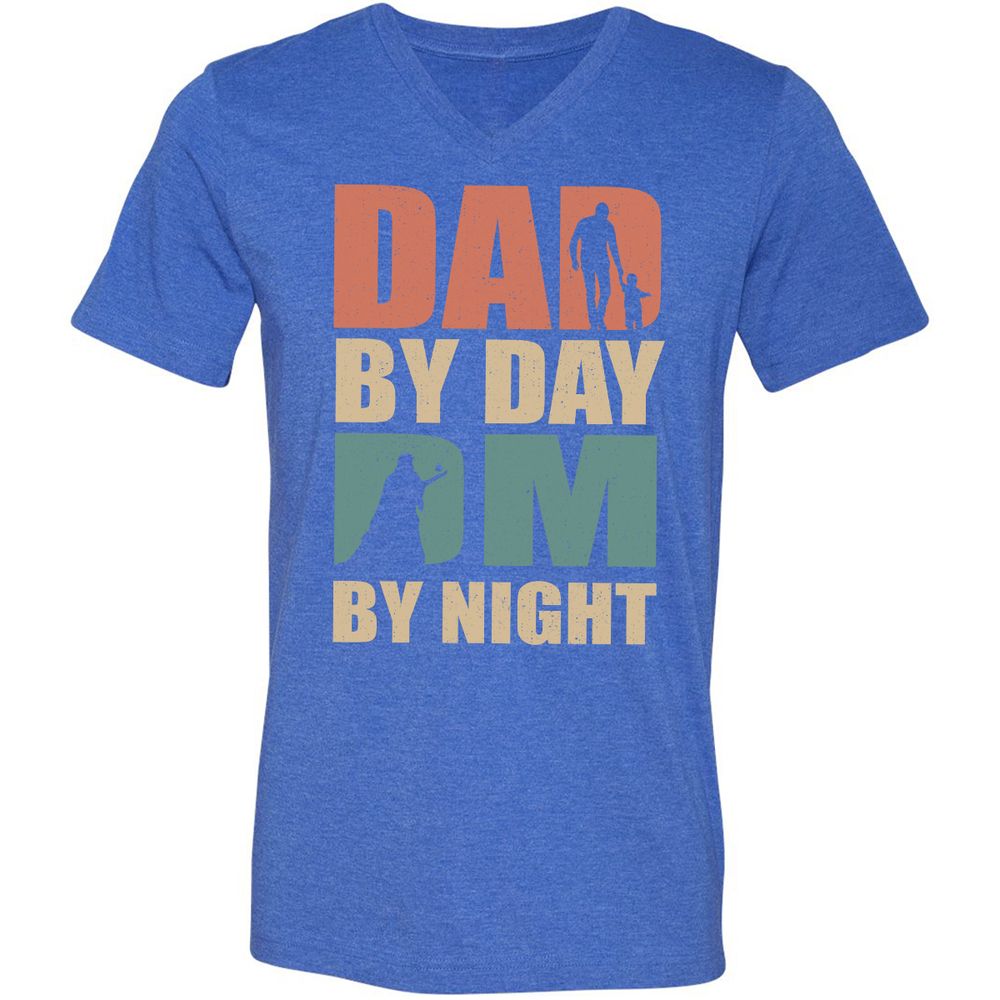 Unisex V-Neck T-Shirt - 2ZLJH8R4 - Heather True Royal - 14