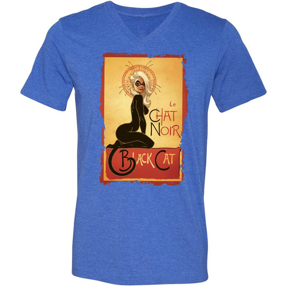 Unisex V-Neck T-Shirt - NPJT5W6F - Heather True Royal - 14