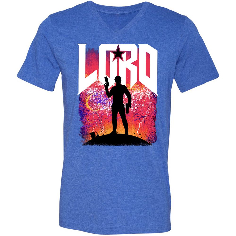 Unisex V-Neck T-Shirt - QVZ86QZ3 - Heather True Royal - 14