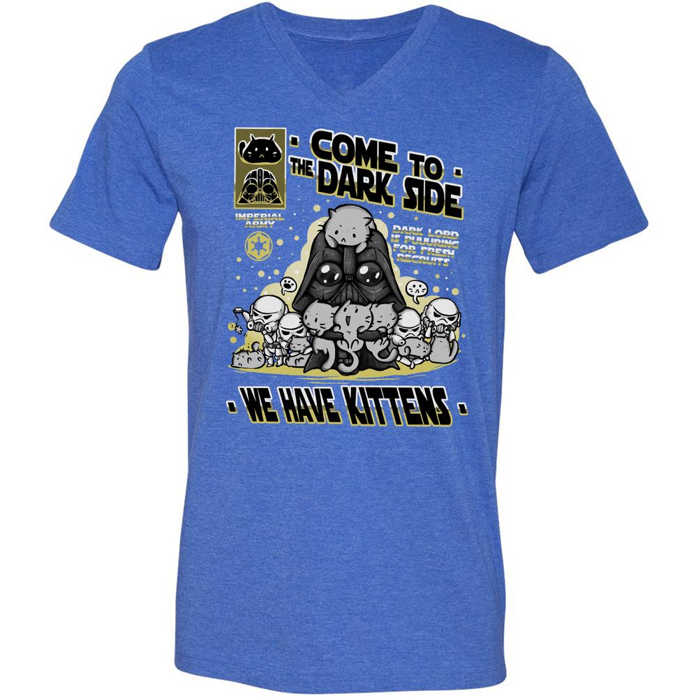 Unisex V-Neck T-Shirt - 8MREJQKL - Heather True Royal - 14