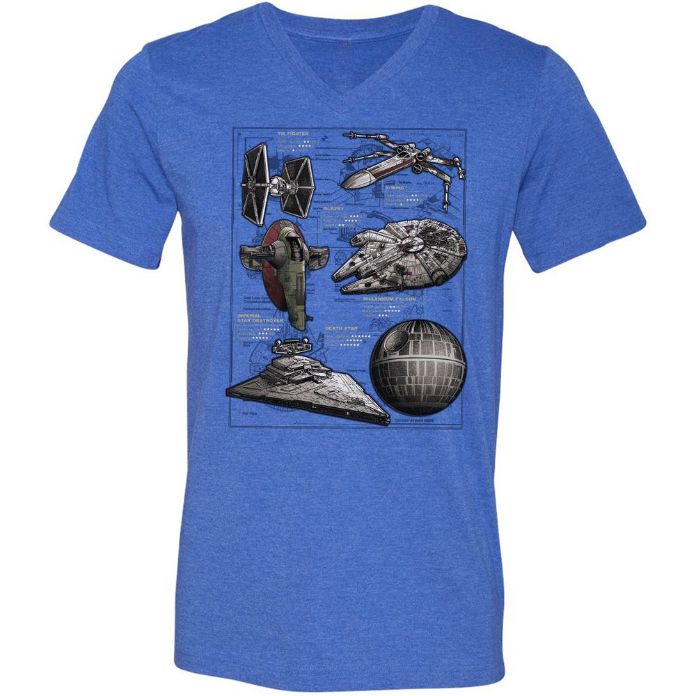 Unisex V-Neck T-Shirt - GXNBCA89 - Heather True Royal - 14