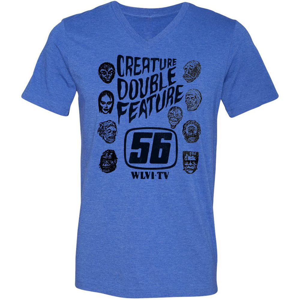 Unisex V-Neck T-Shirt - ZKUNZFPK - Heather True Royal - 14