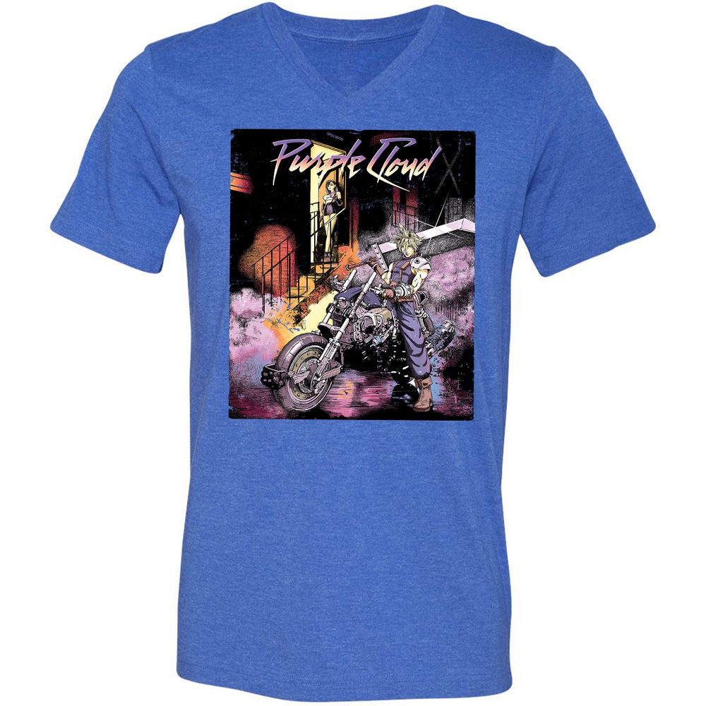 Unisex V-Neck T-Shirt - 7CMVHTGE - Heather True Royal - 14
