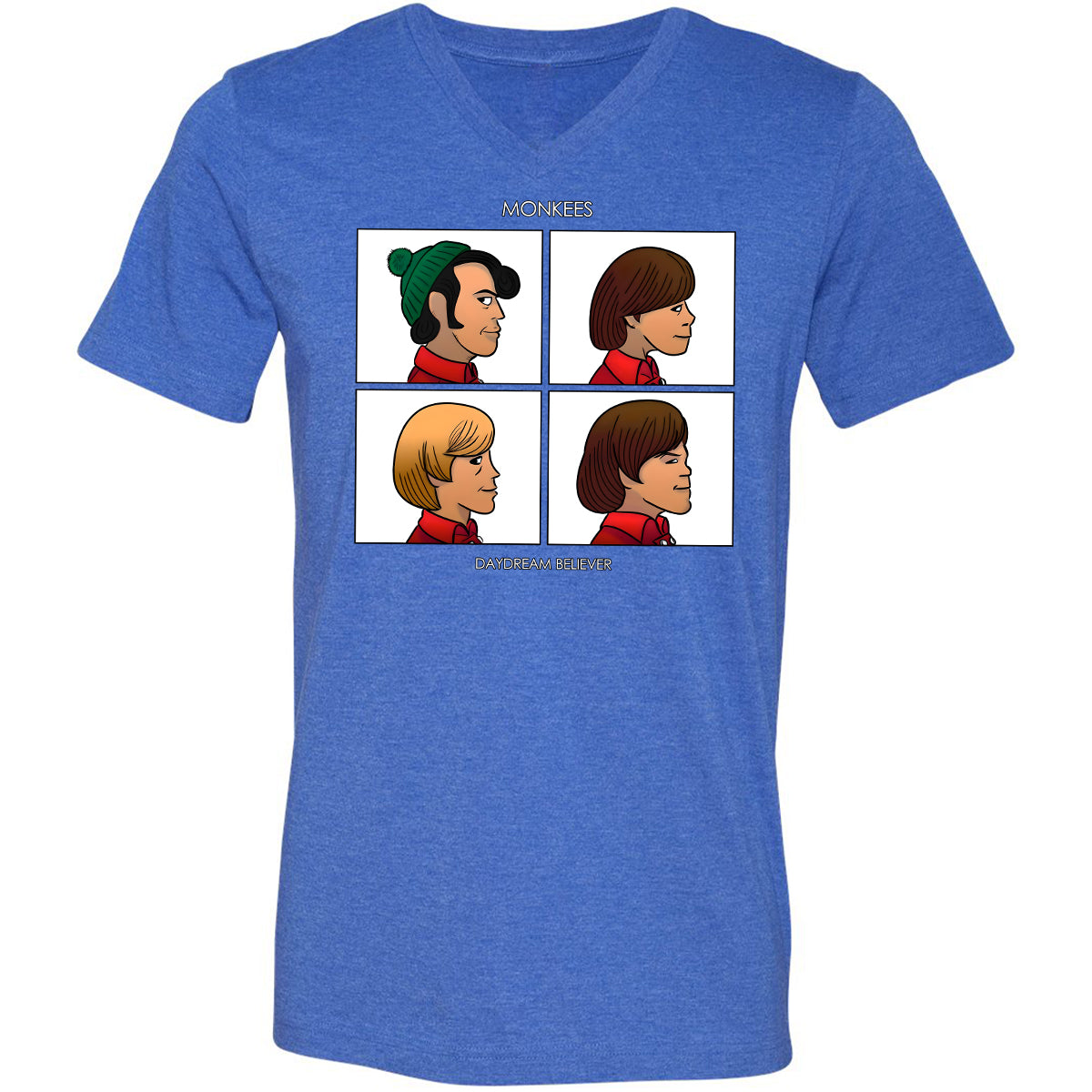 Unisex V-Neck T-Shirt - CM7UKVFY - Heather True Royal - 14