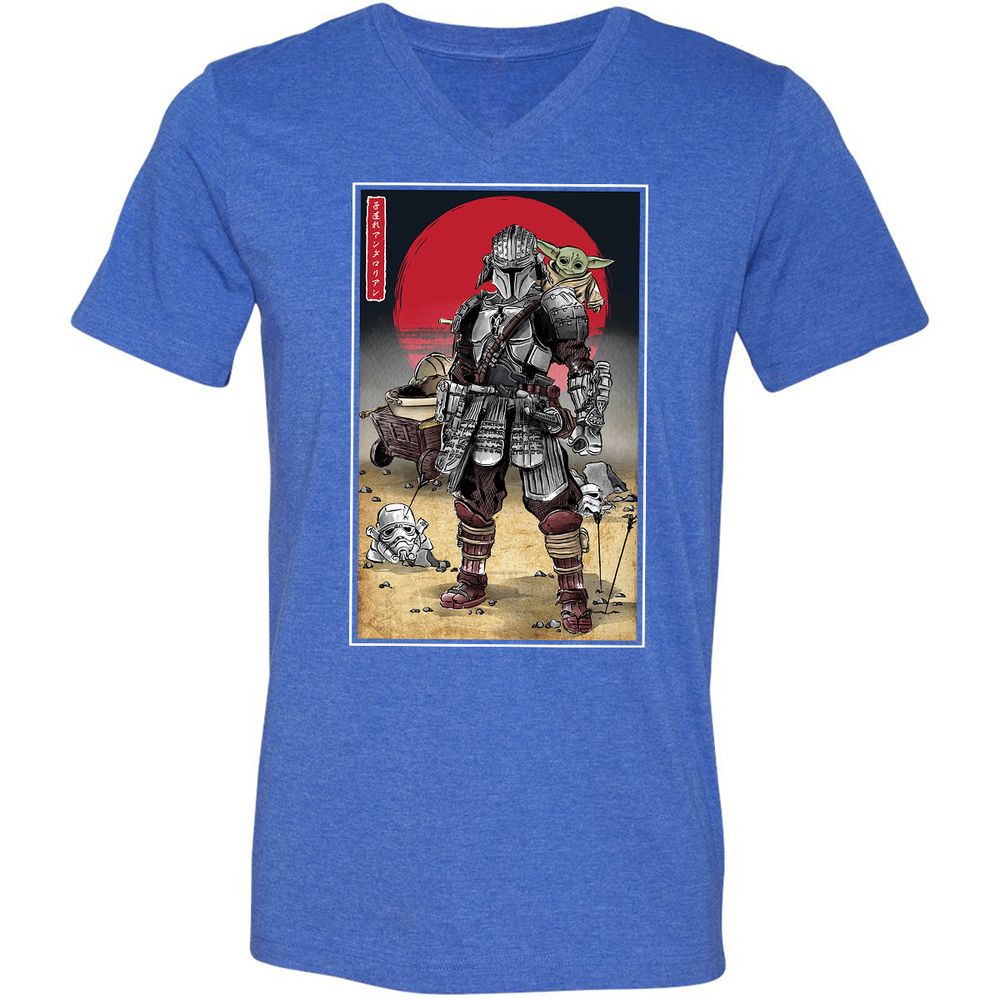 Unisex V-Neck T-Shirt - KEJKCCFN - Heather True Royal - 14