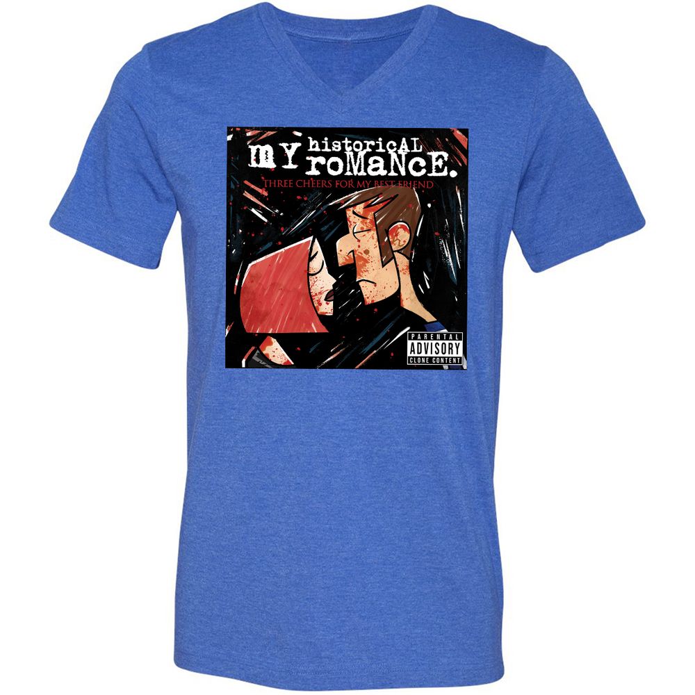 Unisex V-Neck T-Shirt - H61NCCYZ - Heather True Royal - 14