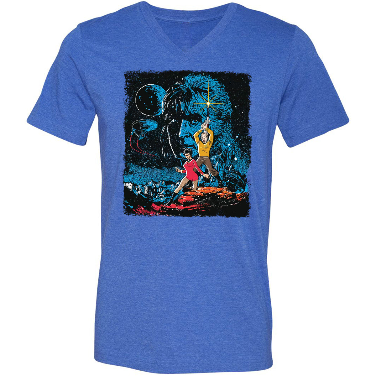 Unisex V-Neck T-Shirt - 1H4BHZW5 - Heather True Royal - 14