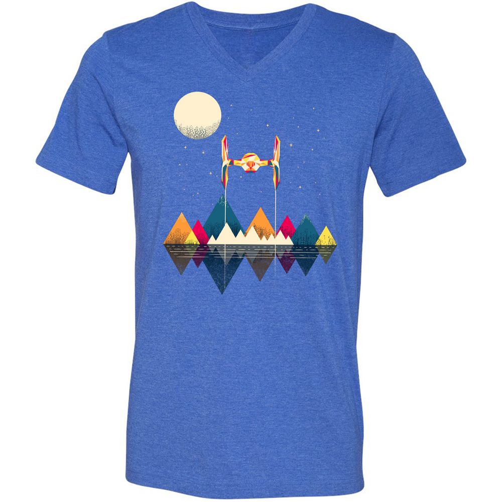 Unisex V-Neck T-Shirt - NPQAH1K7 - Heather True Royal - 14