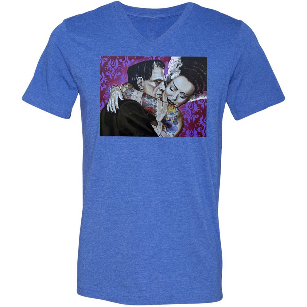 Unisex V-Neck T-Shirt - RCQC123J - Heather True Royal - 14