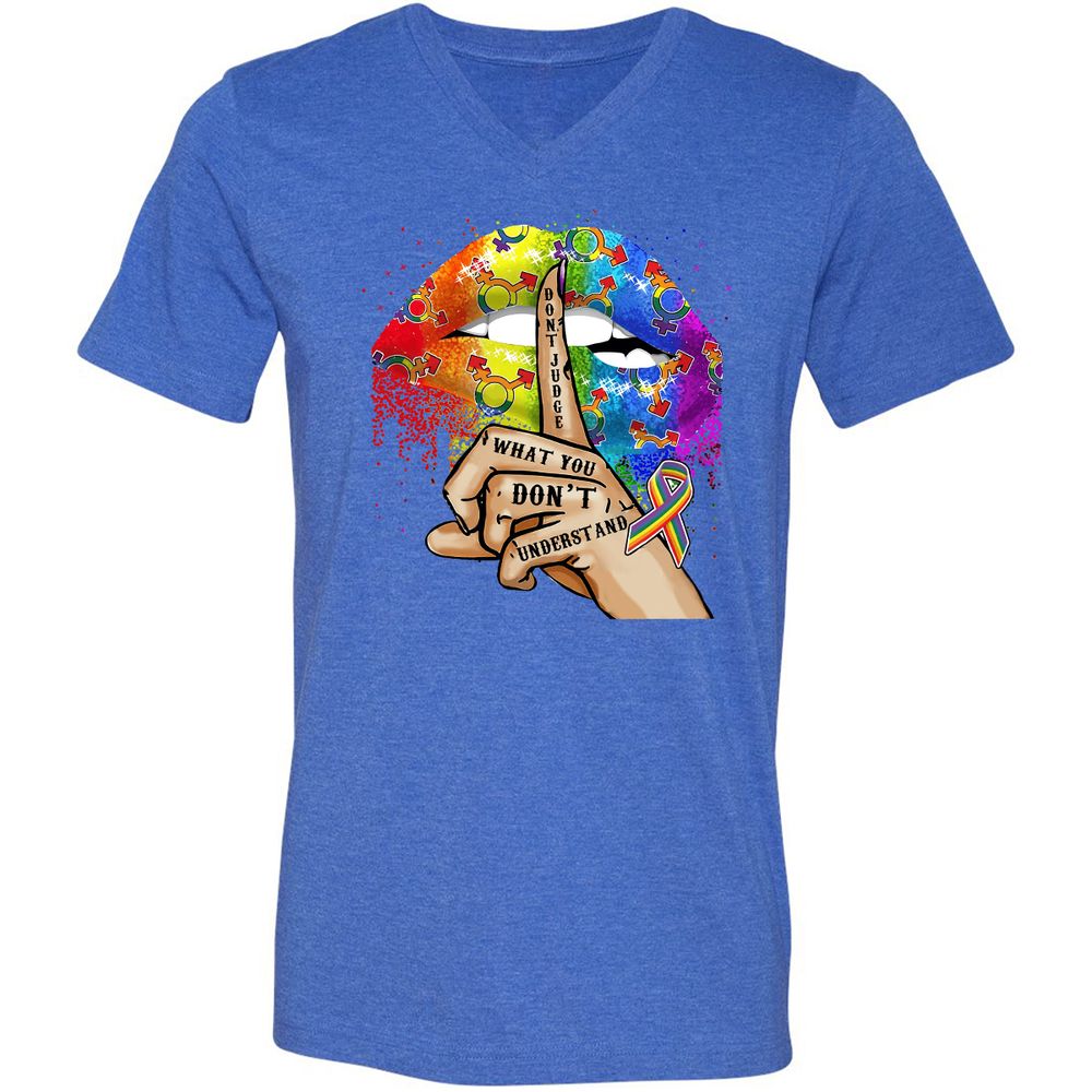 Unisex V-Neck T-Shirt - 5KLQ7T4Z - Heather True Royal - 14