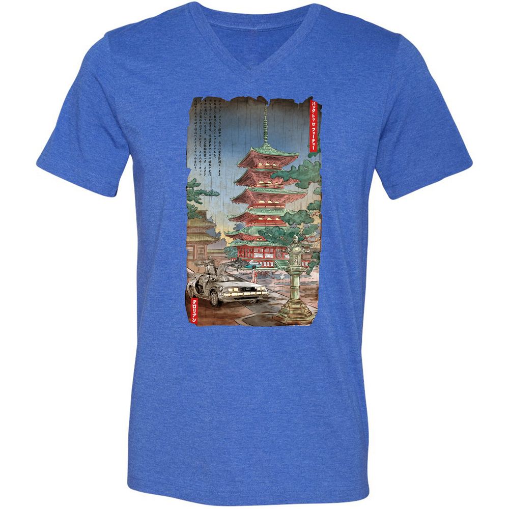 Unisex V-Neck T-Shirt - EDLBJANP - Heather True Royal - 14