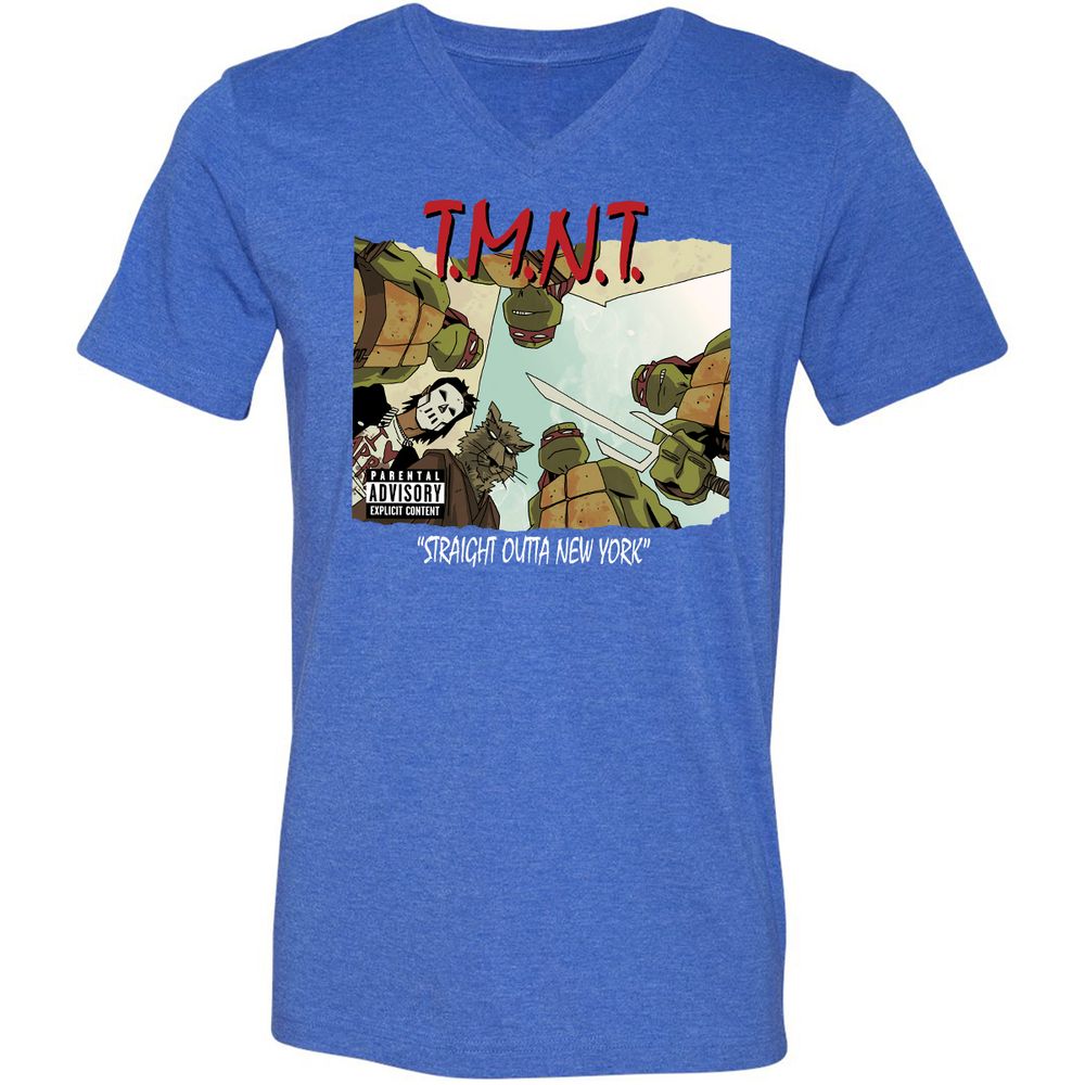 Unisex V-Neck T-Shirt - 2RZ9YJ4M - Heather True Royal - 14