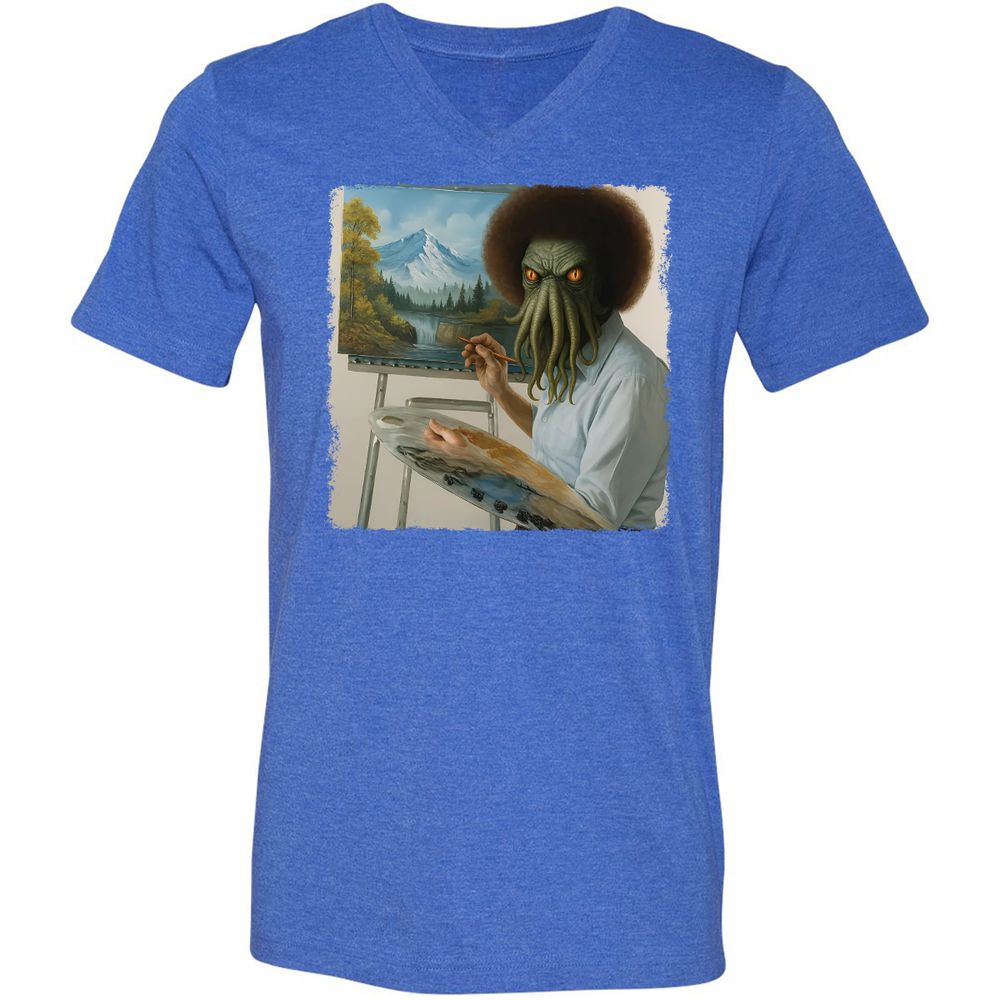 Unisex V-Neck T-Shirt - YK3GSC6U - Heather True Royal - 14