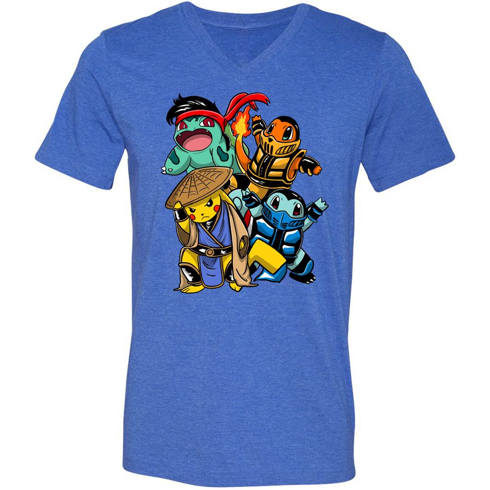 Unisex V-Neck T-Shirt - G2HCQS2F - Heather True Royal - 14
