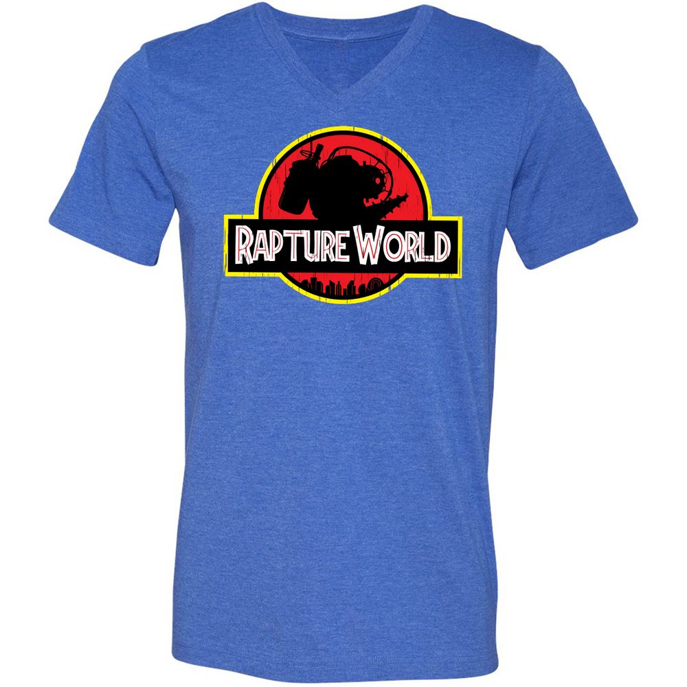 Unisex V-Neck T-Shirt - F4FF44VJ - Heather True Royal - 14