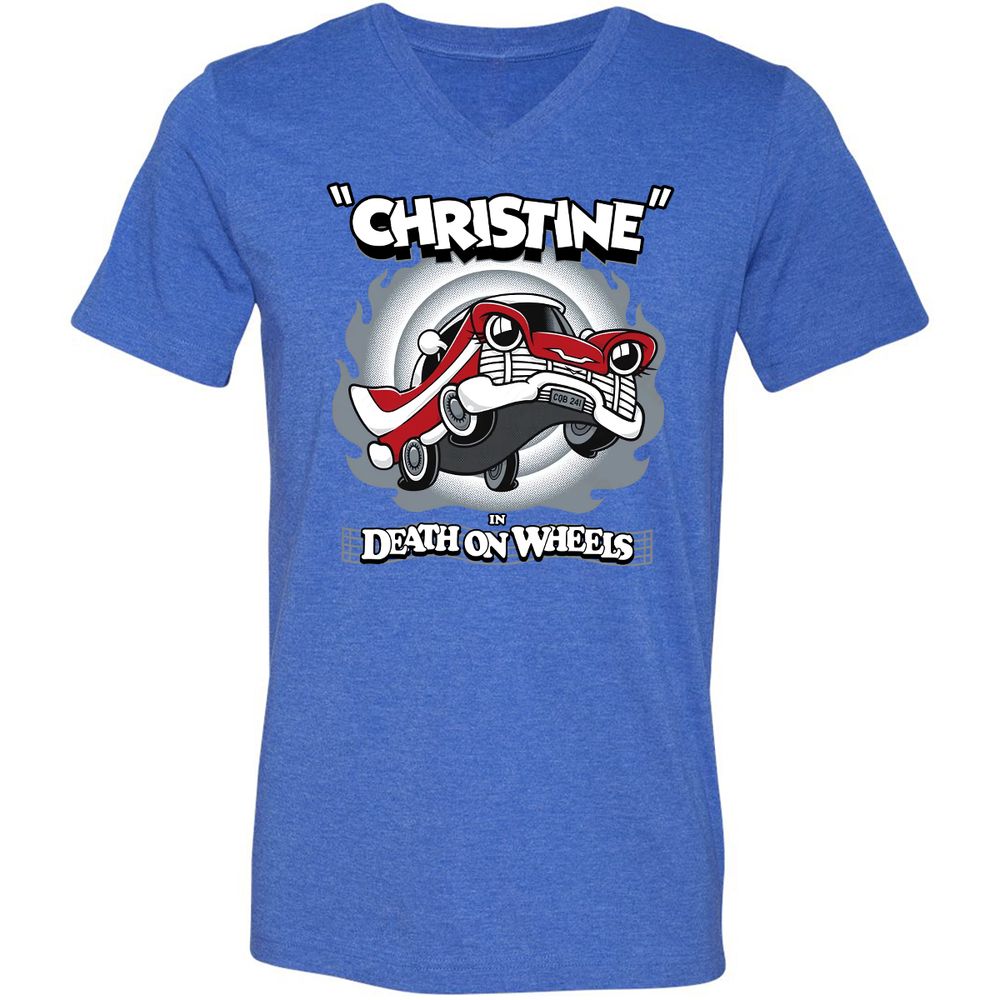 Unisex V-Neck T-Shirt - HTDZKFAT - Heather True Royal - 14