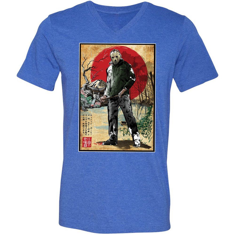 Unisex V-Neck T-Shirt - 6VH9C7LV - Heather True Royal - 14
