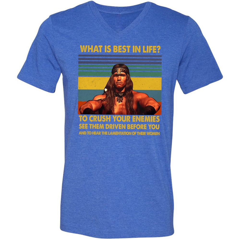 Unisex V-Neck T-Shirt - Y9H9SUUC - Heather True Royal - 14