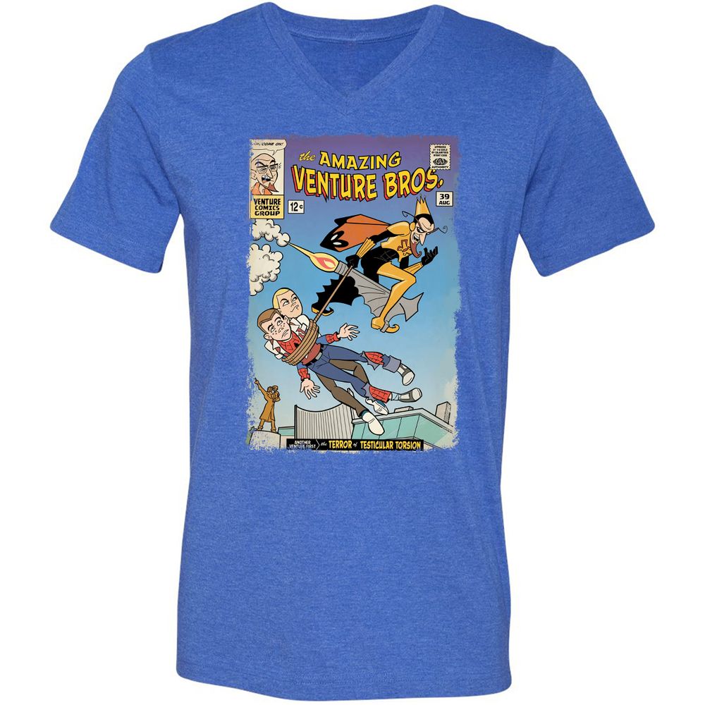 Unisex V-Neck T-Shirt - DEQQB54C - Heather True Royal - 14