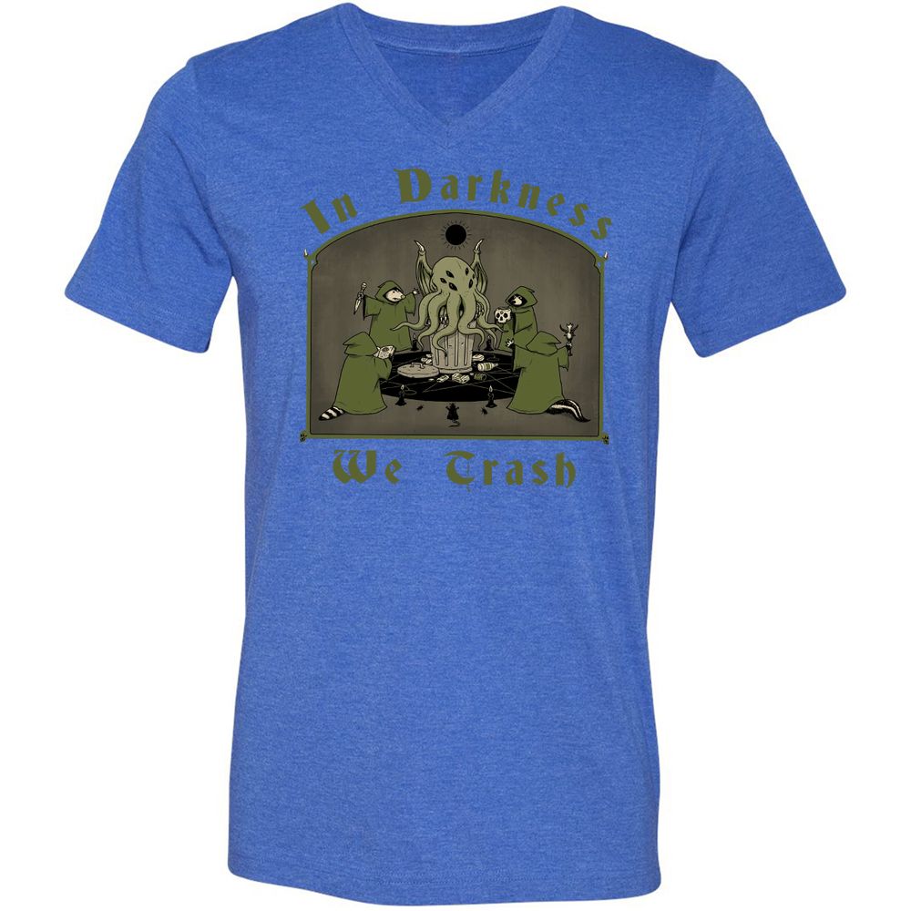 Unisex V-Neck T-Shirt - QNG7V1YQ - Heather True Royal - 14
