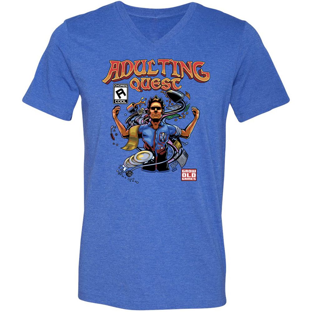 Unisex V-Neck T-Shirt - YJALKNAP - Heather True Royal - 14