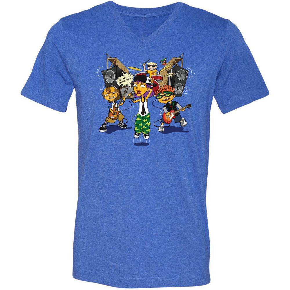 Unisex V-Neck T-Shirt - J887L9YZ - Heather True Royal - 14