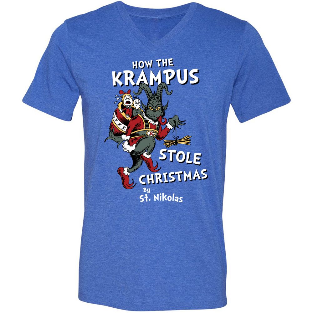 Unisex V-Neck T-Shirt - 7WBFTMYF - Heather True Royal - 14