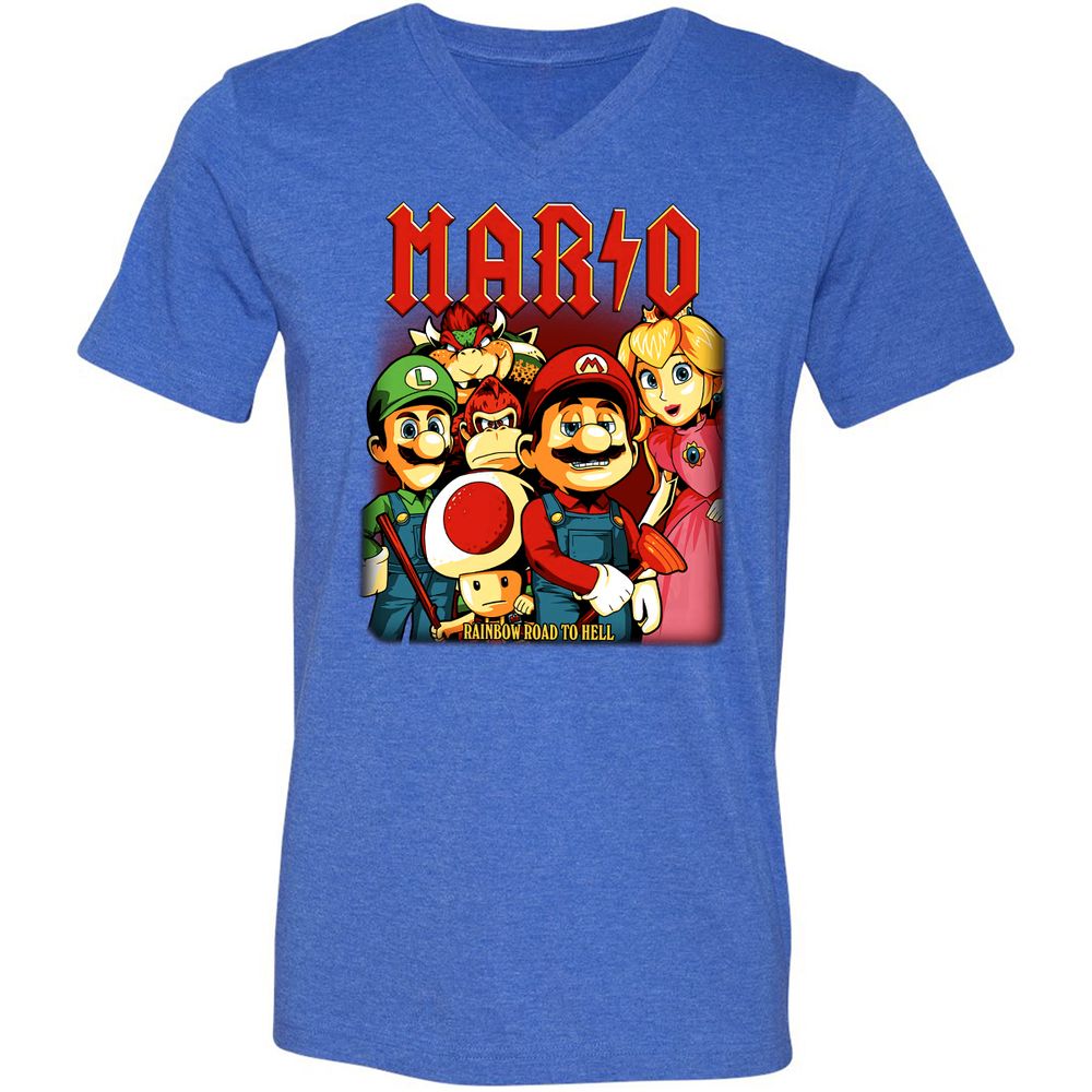 Unisex V-Neck T-Shirt - HJHXGP9C - Heather True Royal - 14