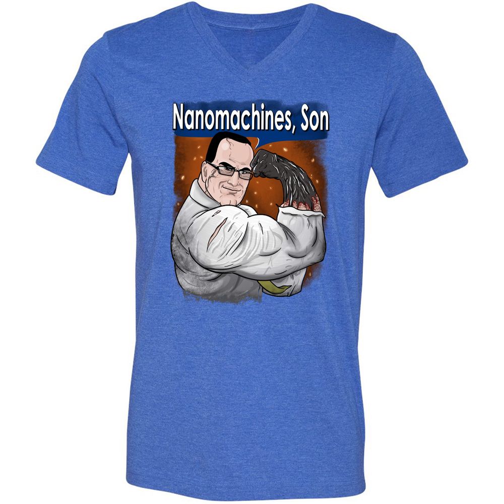 Unisex V-Neck T-Shirt - C4NWJQAN - Heather True Royal - 14