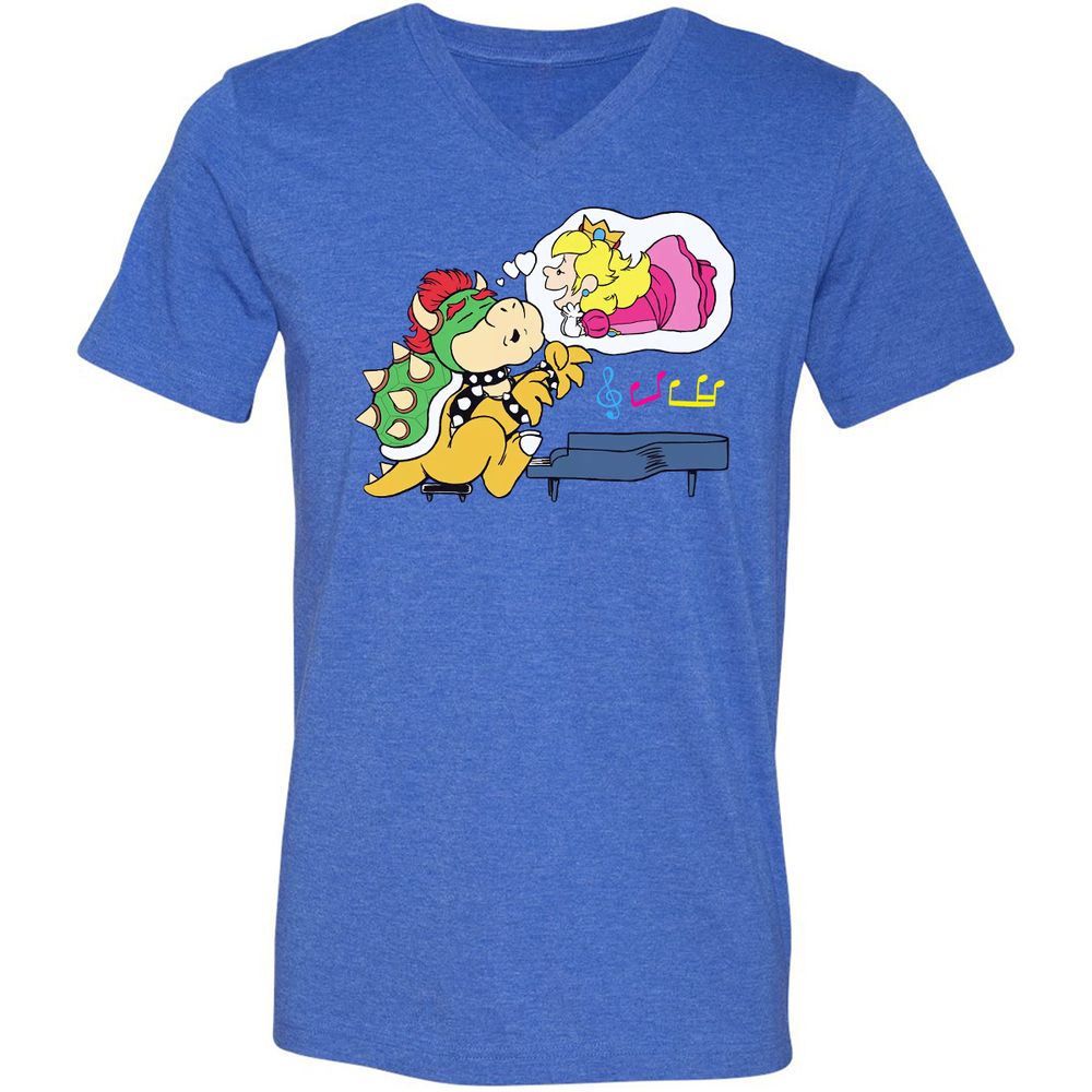 Unisex V-Neck T-Shirt - T8YECF72 - Heather True Royal - 14