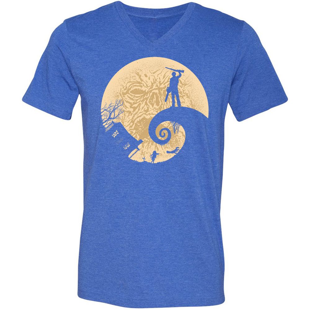 Unisex V-Neck T-Shirt - ERFUVQDL - Heather True Royal - 14
