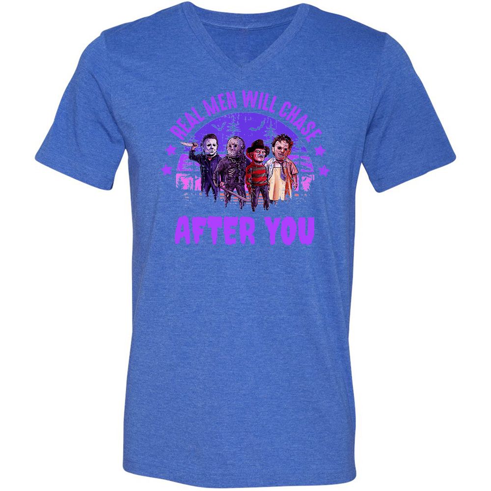 Unisex V-Neck T-Shirt - VSSS5LZD - Heather True Royal - 14