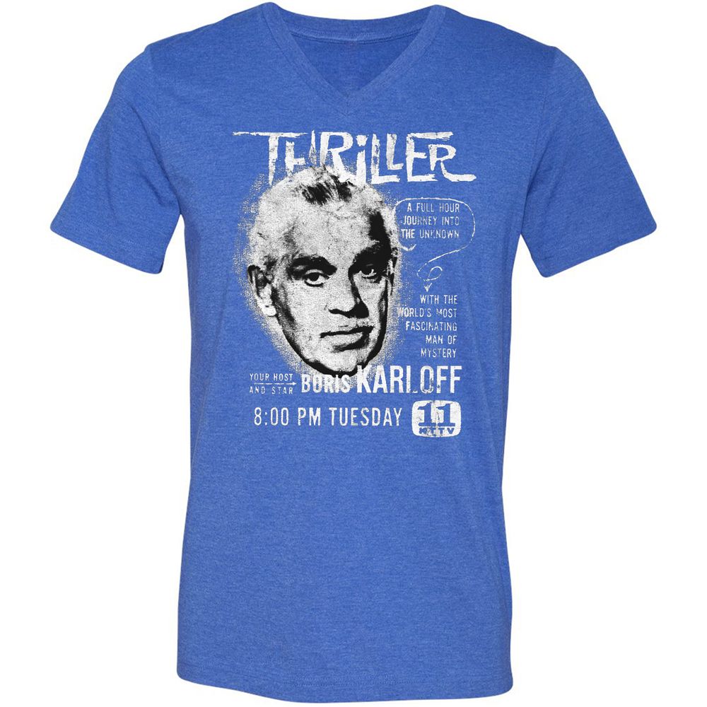 Unisex V-Neck T-Shirt - 8DGVCMHJ - Heather True Royal - 14