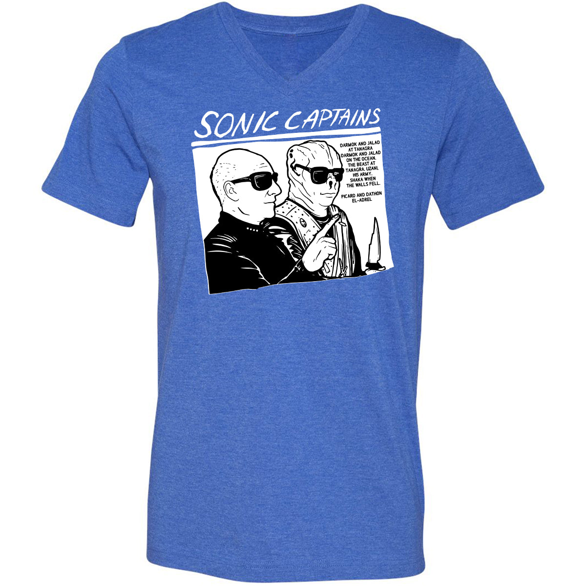 Unisex V-Neck T-Shirt - 89MD243Z - Heather True Royal - 14