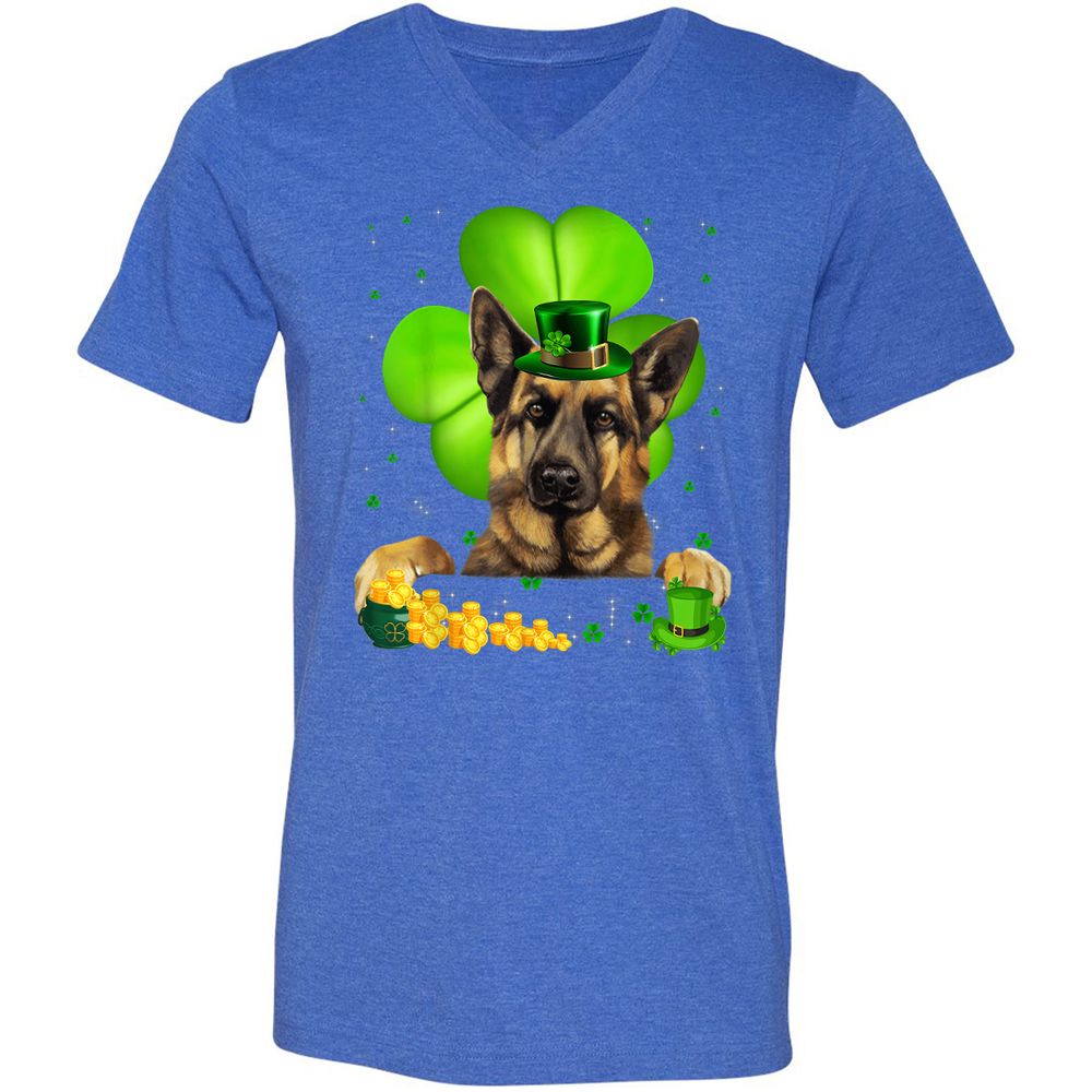 Unisex V-Neck T-Shirt - 3WDFCB4P - Heather True Royal - 14