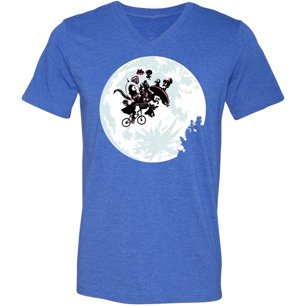 Unisex V-Neck T-Shirt - RS1XUU7E - Heather True Royal - 14