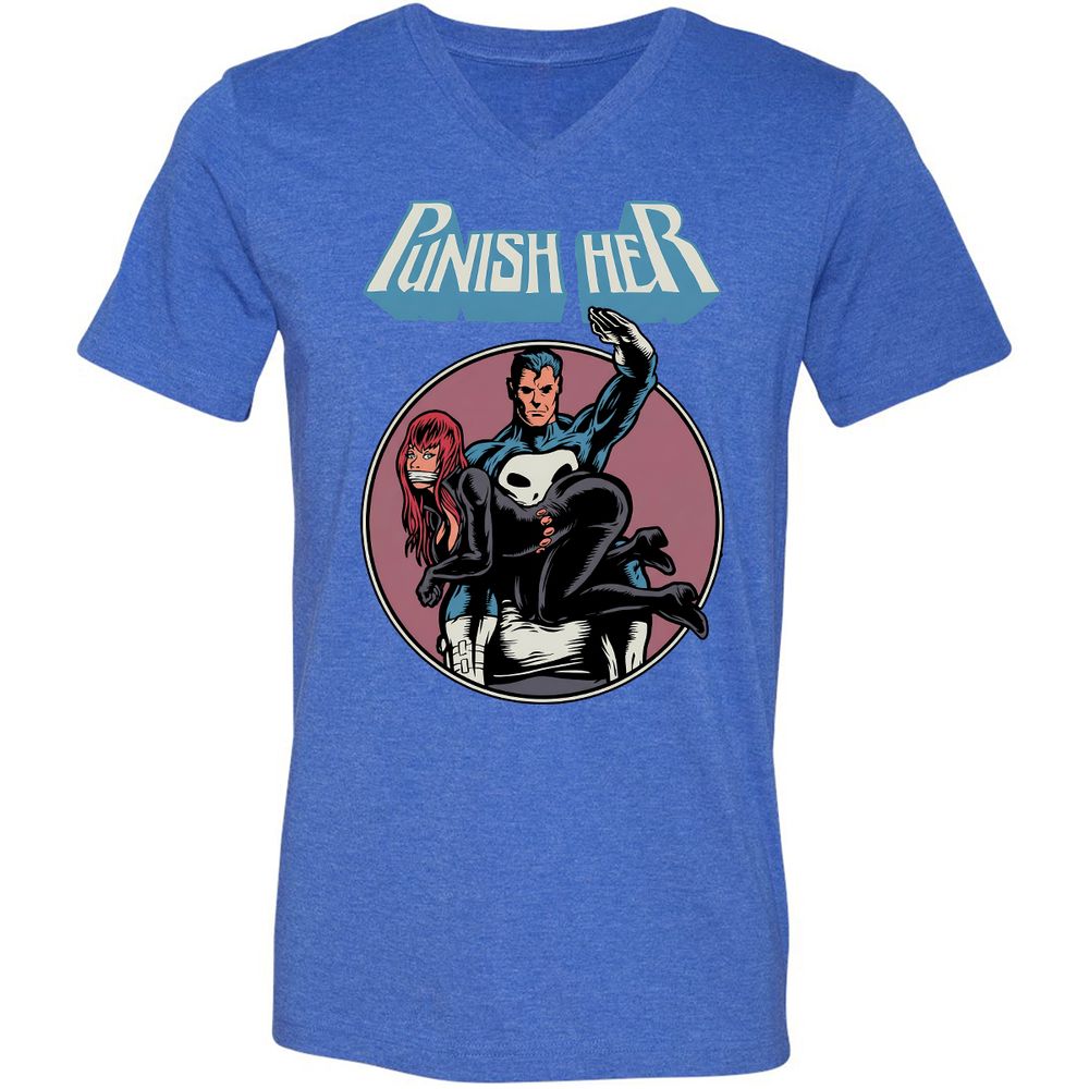 Unisex V-Neck T-Shirt - GLFDGG24 - Heather True Royal - 14