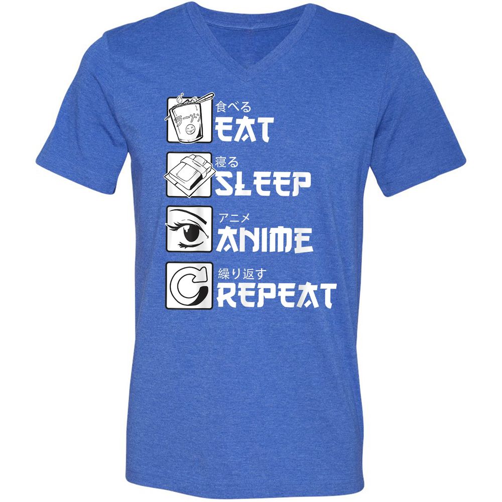 Unisex V-Neck T-Shirt - KMUA3PME - Heather True Royal - 14