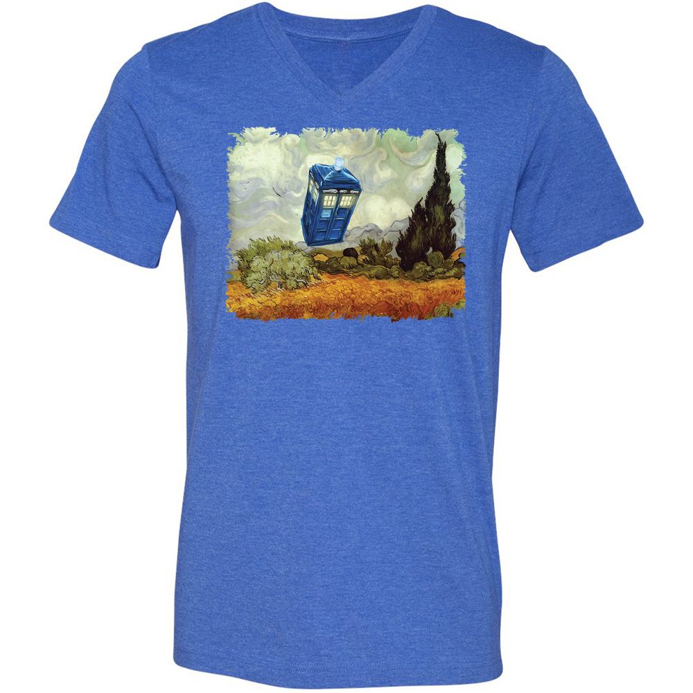 Unisex V-Neck T-Shirt - VD6FTRWC - Heather True Royal - 14