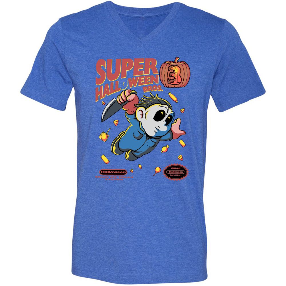Unisex V-Neck T-Shirt - DLVH5R33 - Heather True Royal - 14