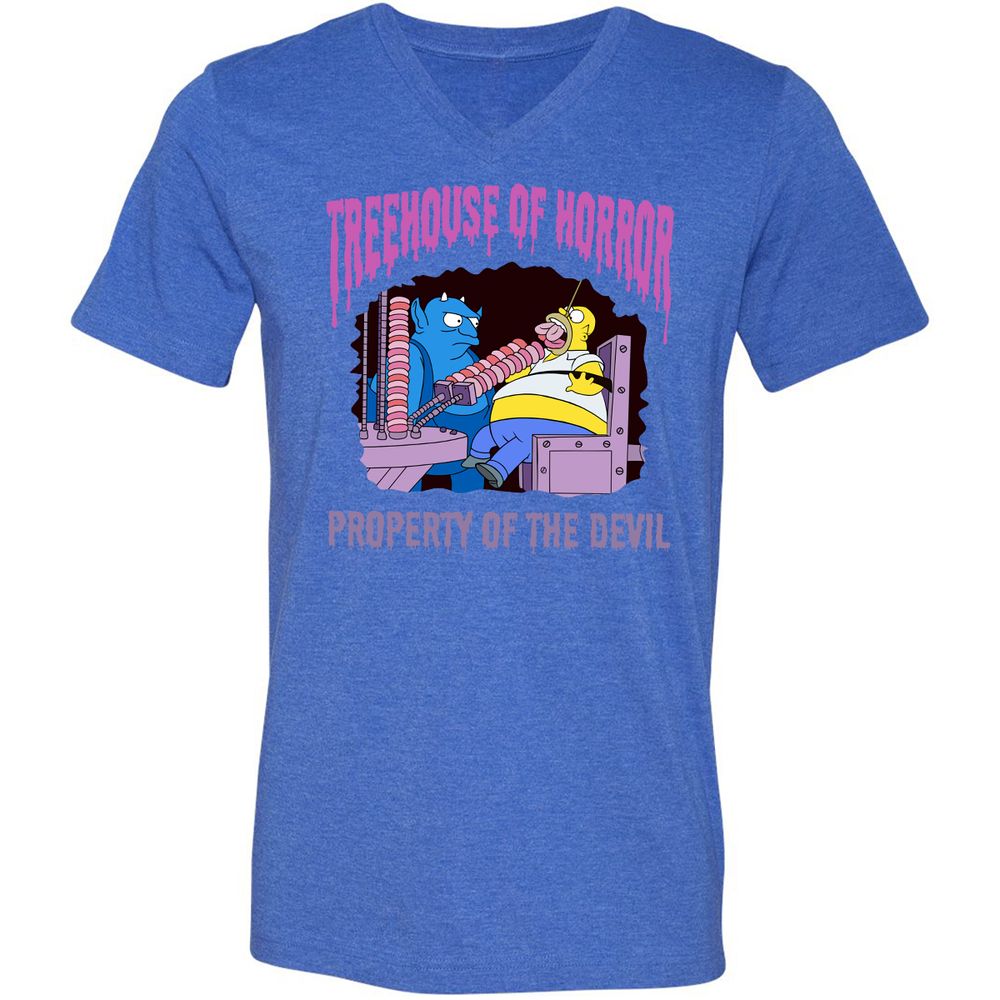 Unisex V-Neck T-Shirt - 1HHL6PCF - Heather True Royal - 14