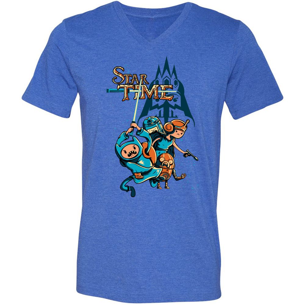 Unisex V-Neck T-Shirt - EL2NDQ5K - Heather True Royal - 14
