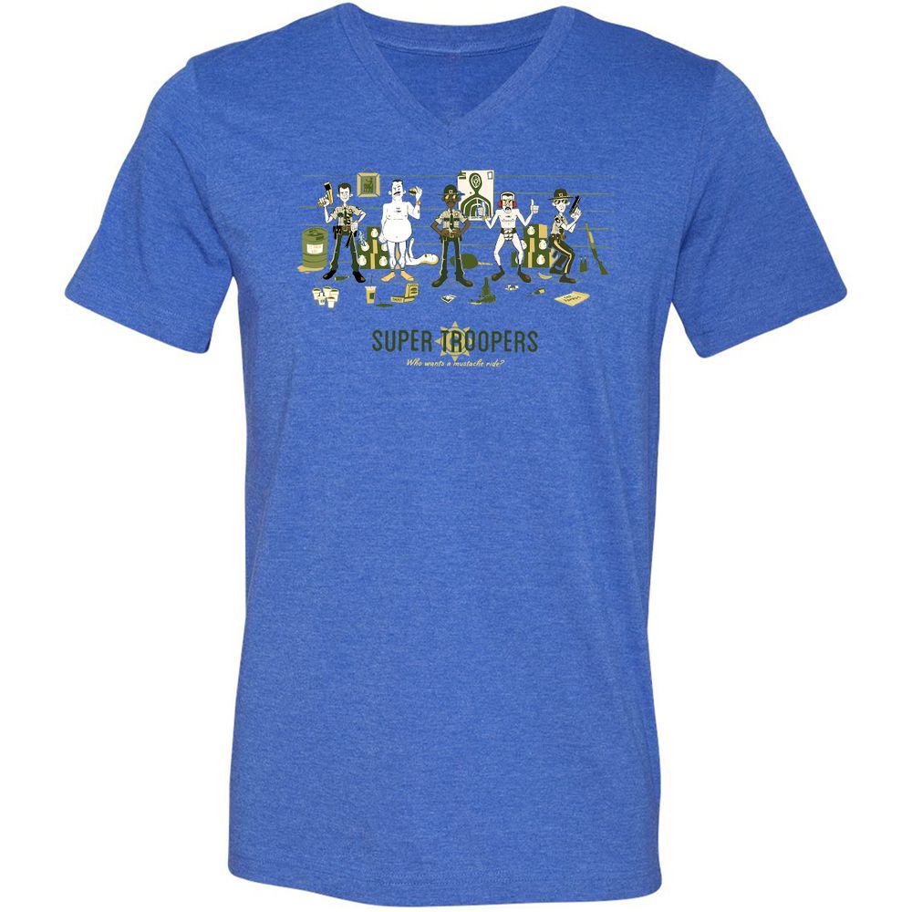 Unisex V-Neck T-Shirt - J8RQCGG5 - Heather True Royal - 14