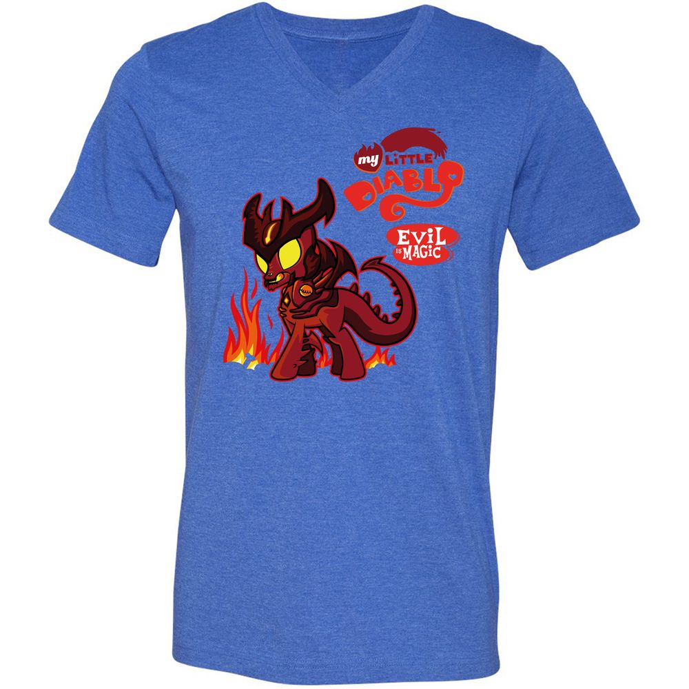 Unisex V-Neck T-Shirt - VJXU4L57 - Heather True Royal - 14