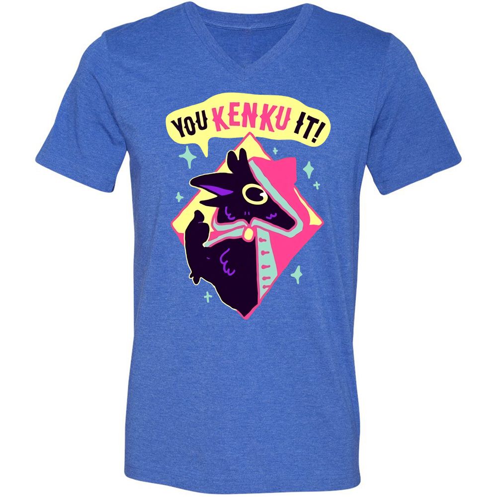 Unisex V-Neck T-Shirt - 4GUCF5S1 - Heather True Royal - 14